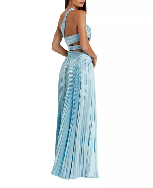 Robe de bal longue asymétrique pour femme avec découpe sur une épaule et coupe trapèze vibrante