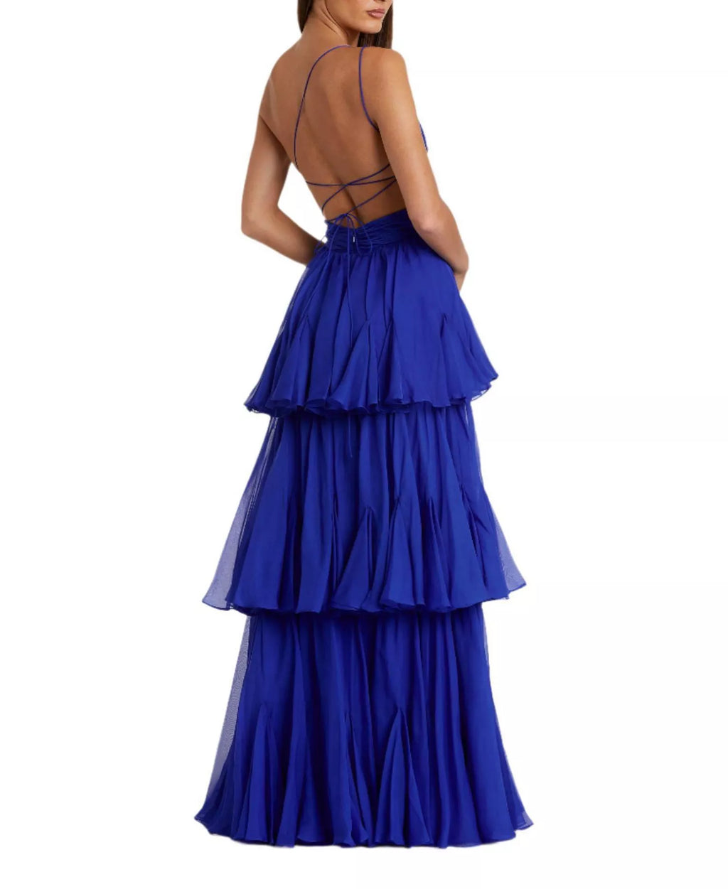 Vibrant A-Line One-Shoulder Cutout Cross-Back Tiered-Floor-Length For Adults Prom Dress