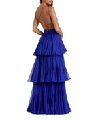 Vibrant A-Line One-Shoulder Cutout Cross-Back Tiered-Floor-Length For Adults Prom Dress