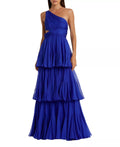 Vibrant A-Line One-Shoulder Cutout Cross-Back Tiered-Floor-Length For Adults Prom Dress