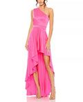 Vibrant A Line One Shoulder Sleeveless Zipper Back High Low Prom Dress