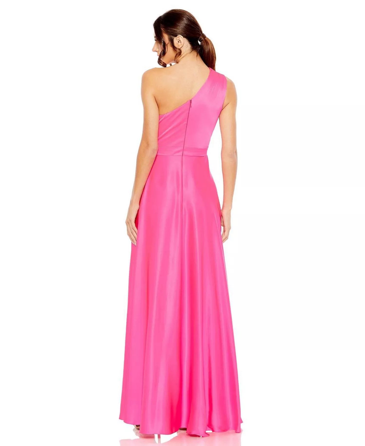 Vibrant A Line One Shoulder Sleeveless Zipper Back High Low Prom Dress
