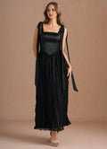 Vibrant A Line Square Neck Sleeveless Open Back Floor Length For Adults Prom Dress
