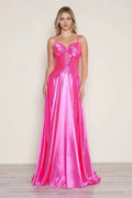 Vibrant A-Line Sweetheart Spaghetti Strap Zipper Back Train Floor Length Prom Dress