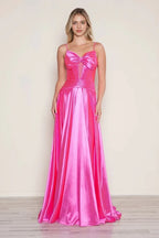 Vibrant A-Line Sweetheart Spaghetti Strap Zipper Back Train Floor Length Prom Dress