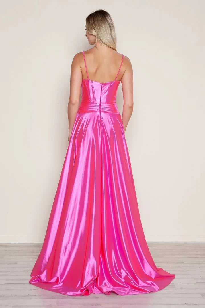 Vibrant A-Line Sweetheart Spaghetti Strap Zipper Back Train Floor Length Prom Dress