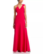 Vibrant A-Line V Neck Asymmetrical Sleeve Cross Back Floor Length Hot Sale Prom Dress