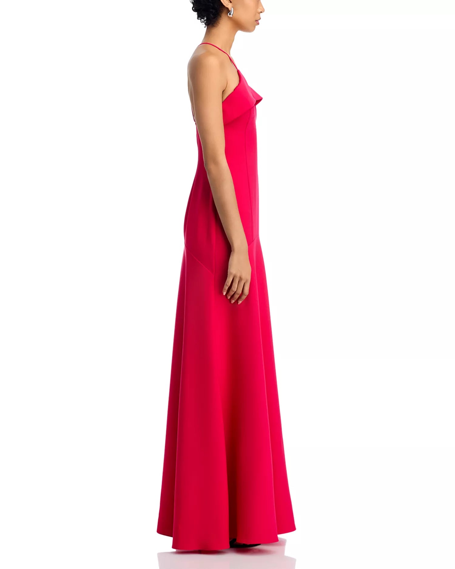Vibrant A-Line V Neck Asymmetrical Sleeve Cross Back Floor Length Hot Sale Prom Dress