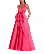 Vibrant Ballgown Halter Neck Sleeveless Open Back Floor Length For Adults Prom Dress