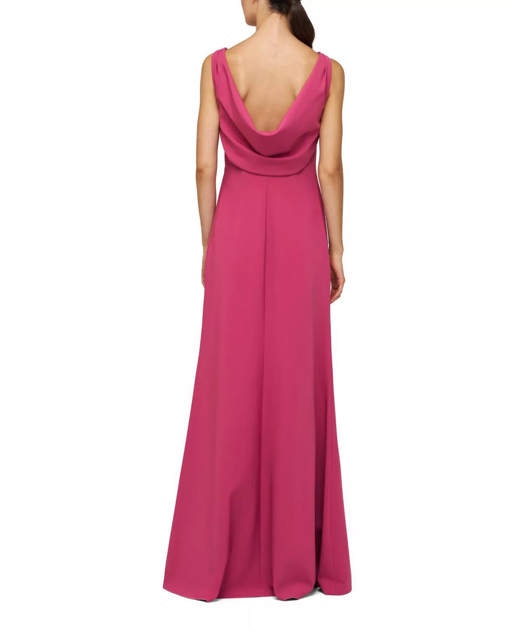 Vibrant Column Boat Neck Sleeveless Drape Back Floor Length For Women Prom Dress