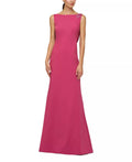 Vibrant Column Boat Neck Sleeveless Drape Back Floor Length For Women Prom Dress