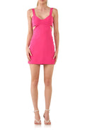 Vibrant Cutout V Neck Sleeveless Zip Back Short Length Homecoming Dress