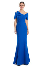 Vibrant Mermaid Off-The-Shoulder Short Sleeve Button Back Train Floor-Length Prom Dress