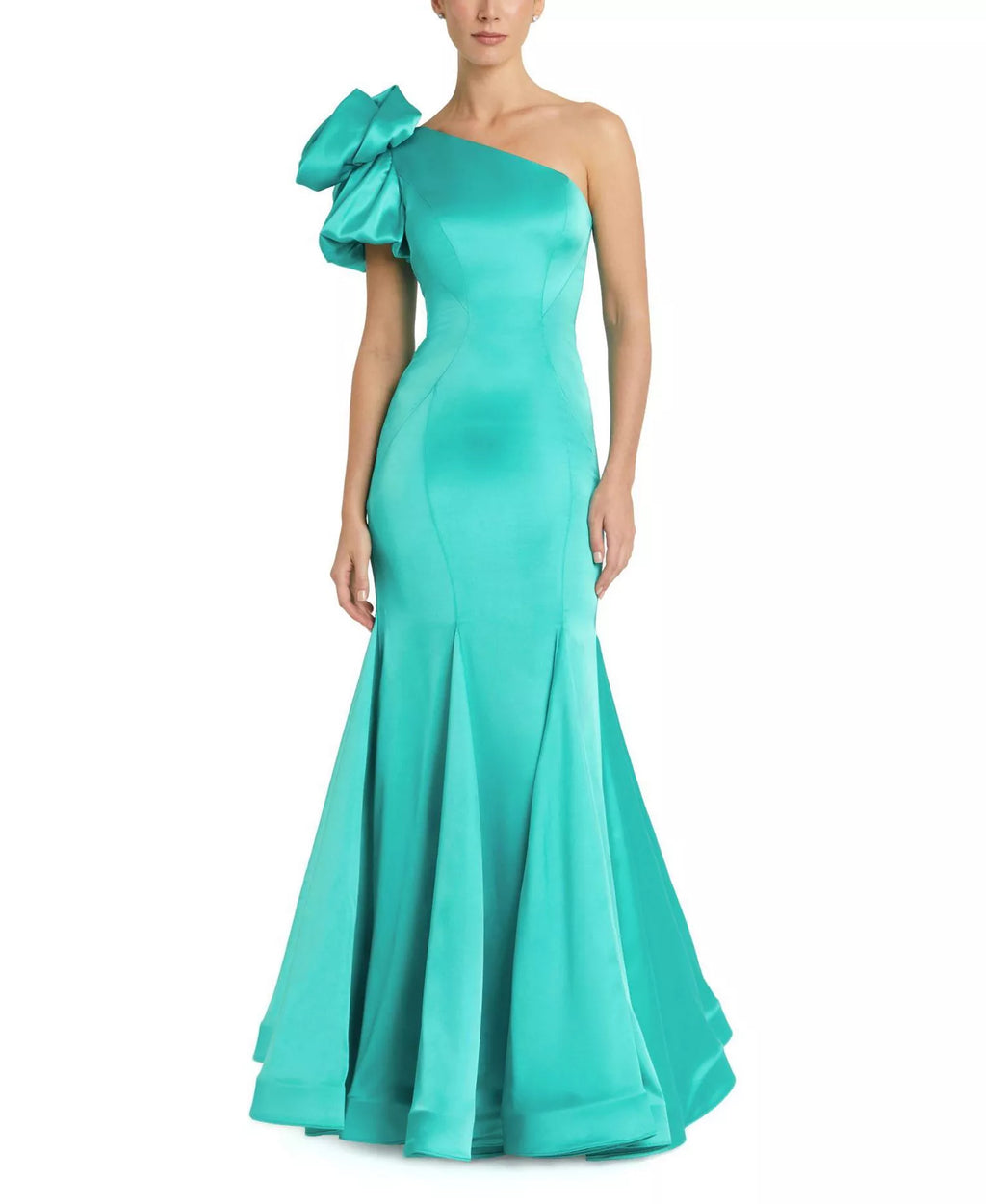 Vibrant Mermaid One Shoulder Bow Accent Floor Length For Ladies Prom Dress