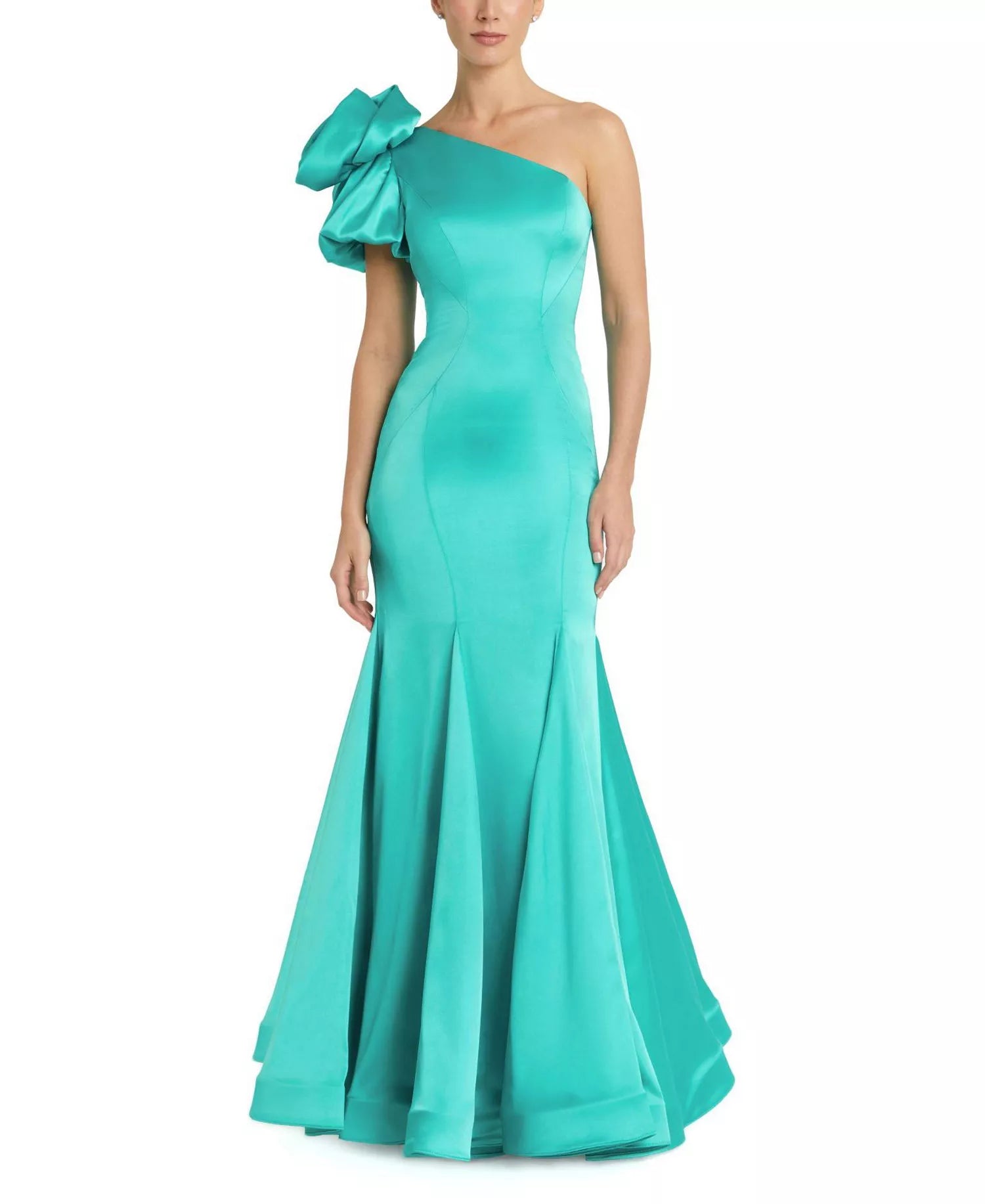 Vibrant Mermaid One Shoulder Bow Accent Floor Length For Ladies Prom Dress