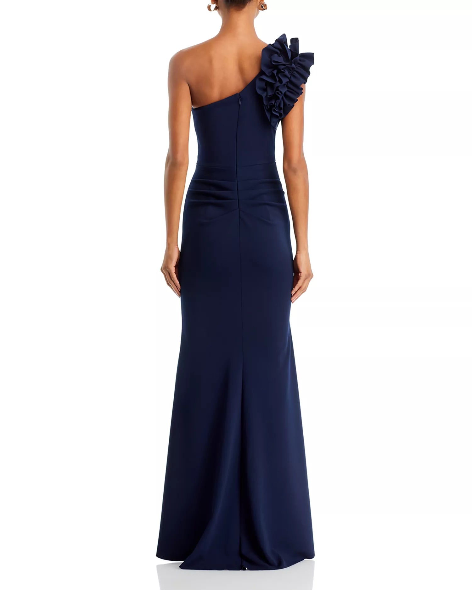 Vibrant Mermaid One Shoulder Sleeveless Ruched Back Floor Length For Ladies Prom Dress