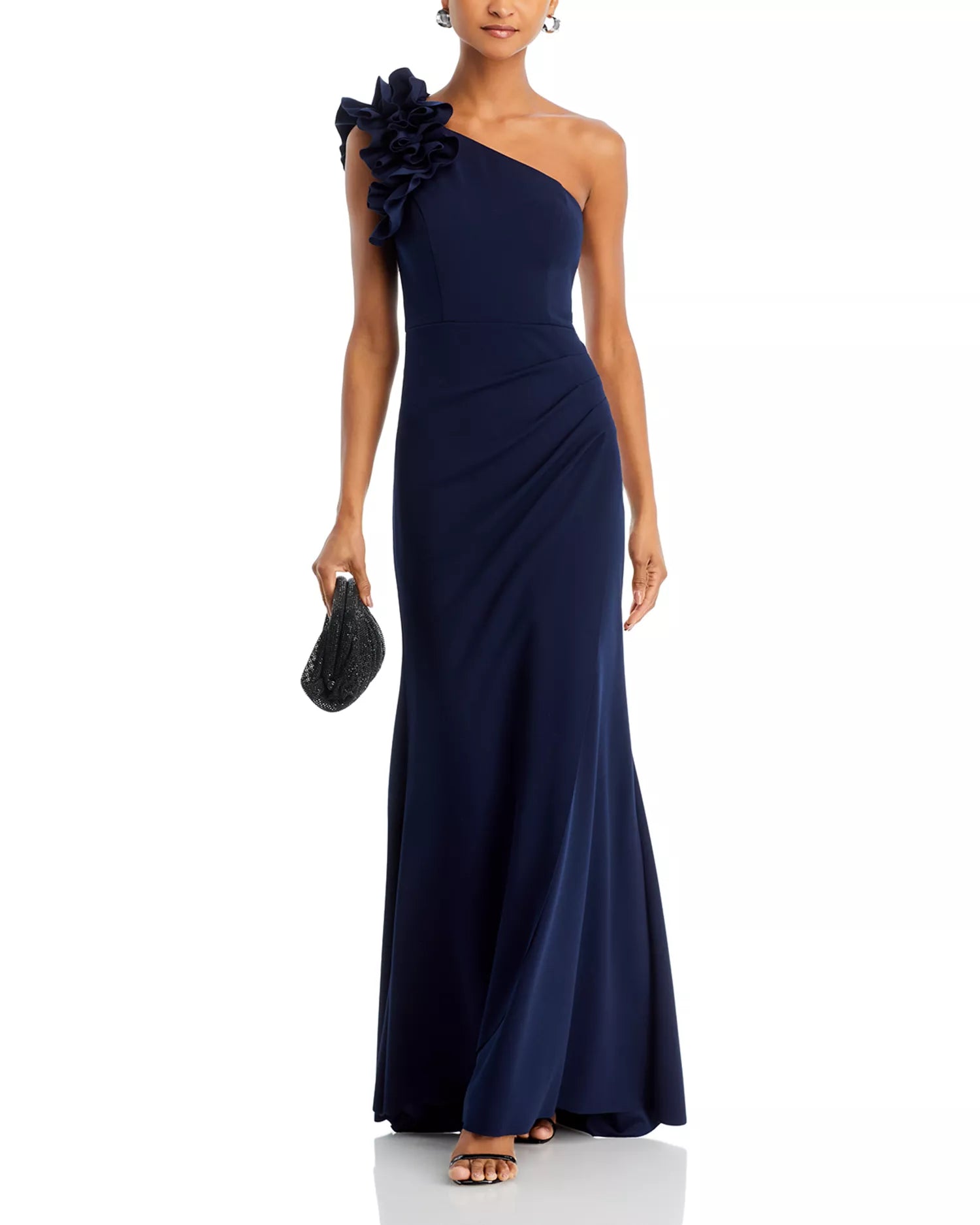 Vibrant Mermaid One Shoulder Sleeveless Ruched Back Floor Length For Ladies Prom Dress