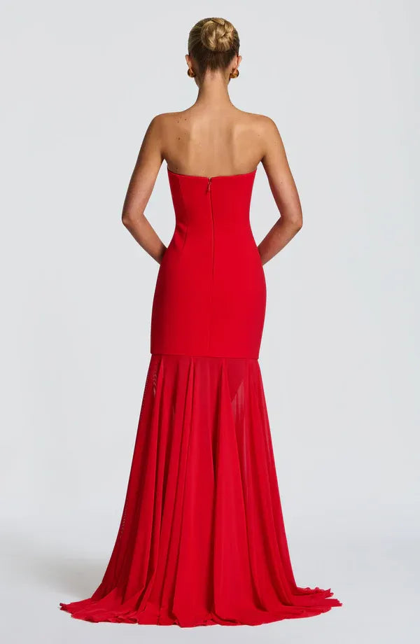 Vibrant Mermaid Strapless Sleeveless Zipper Back Train Floor Length For Sale Evening Dress