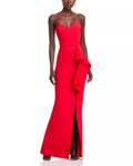 Vibrant Mermaid Sweetheart Neck Sleeveless Ruffled Detail Floor Length For Adults Prom Dress