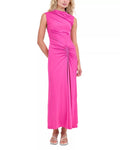 Vibrant Sheath Cowl Neck Sleeveless Ruched Back Floor Length Hot Sale Prom Dress