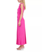 Vibrant Sheath Cowl Neck Sleeveless Ruched Back Floor Length Hot Sale Prom Dress