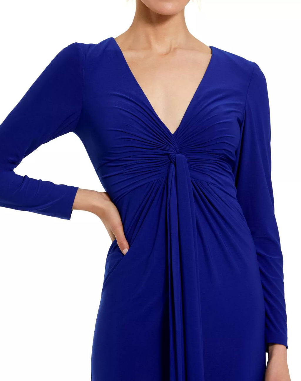Vibrant Sheath Deep V Neck Long Sleeve Ruched Back Floor Length For Women Prom Dress