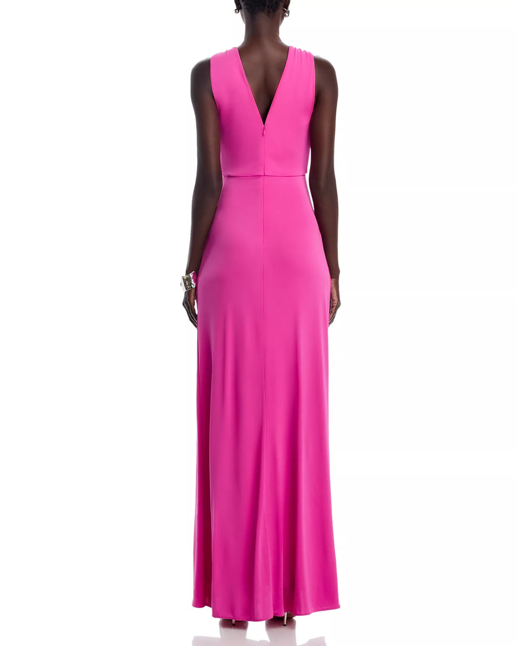 Vibrant Sheath Deep V Neck Sleeveless Plunging Back Floor Length For Adults Prom Dress