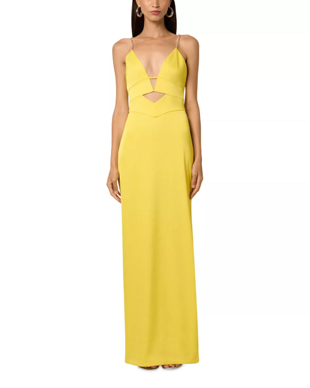 Vibrant Sheath Deep V Neck Spaghetti Strap Cutout Back Floor Length For Adults Prom Dress