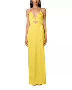 Vibrant Sheath Deep V Neck Spaghetti Strap Cutout Back Floor Length For Adults Prom Dress