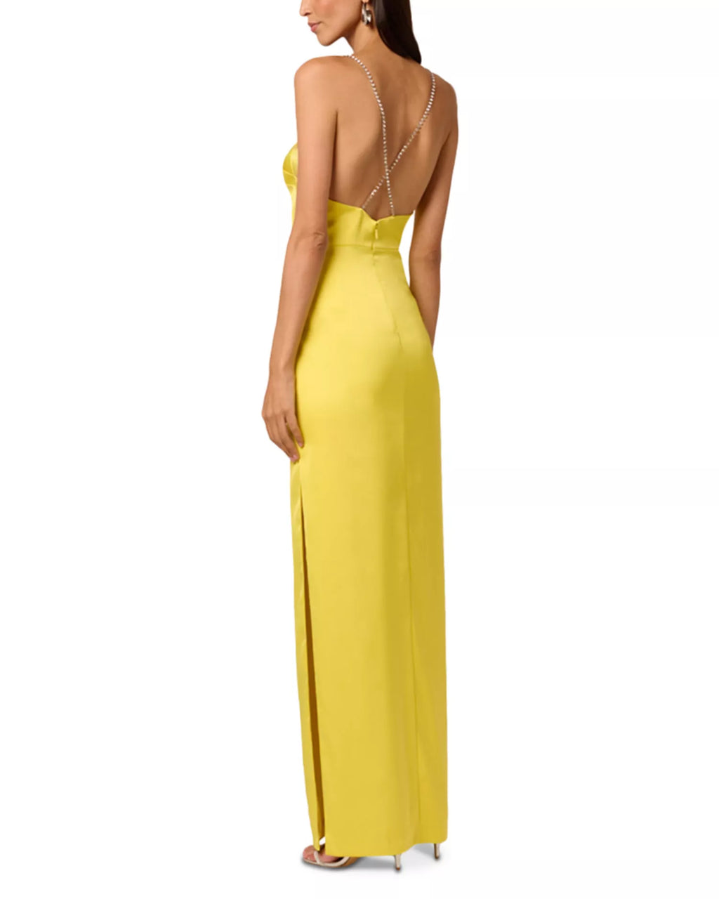Vibrant Sheath Deep V Neck Spaghetti Strap Cutout Back Floor Length For Adults Prom Dress
