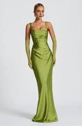 Vibrant Sheath Square Neck Sheer Glove Lace Up Back Floor Length For Sale Prom Dress