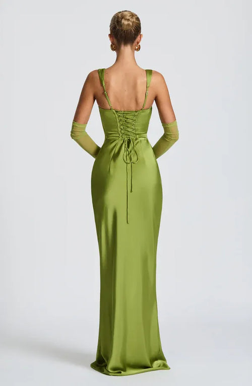 Vibrant Sheath Square Neck Sheer Glove Lace Up Back Floor Length For Sale Prom Dress