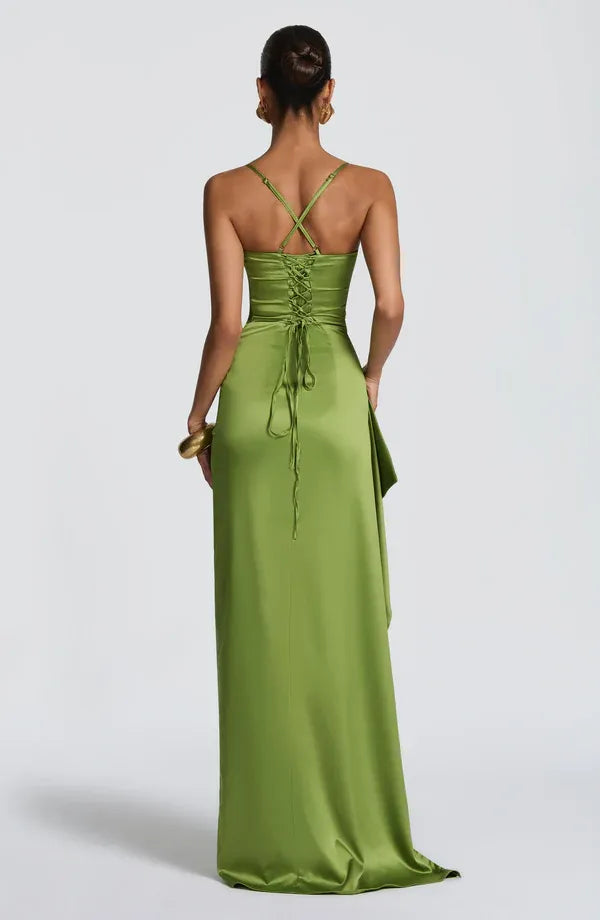 Vibrant Sheath Sweetheart Neck Spaghetti Strap Crisscross Lace Up Back High Slit For Sale Floor Length Prom Dress