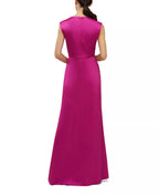 Vibrant Sheath V Neck Sleeveless Bow Detail Zipper Back Floor Length For Women Prom Dress