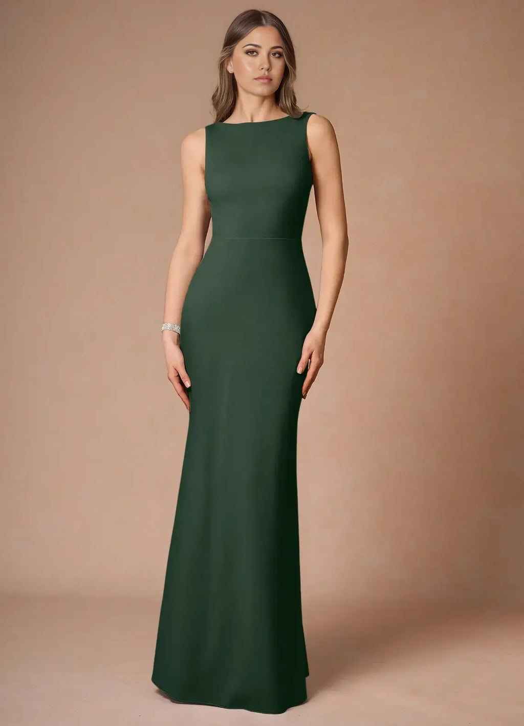 Vibrant Trumpet Boat Neck Sleeveless Bow Accent Back Floor Length For Ladies Prom Dress