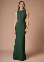 Vibrant Trumpet Boat Neck Sleeveless Bow Accent Back Floor Length For Ladies Prom Dress