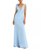 Vibrant Trumpet Deep V Neck Sleeveless Open Back Floor Length For Ladies Prom Dress