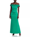 Vibrant Trumpet Off The Shoulder Floral Trimmed Open Back Floor Length Hot Sale Prom Dress