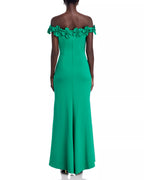 Vibrant Trumpet Off The Shoulder Floral Trimmed Open Back Floor Length Hot Sale Prom Dress