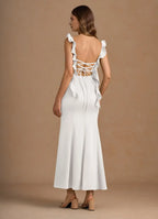 Vibrant Trumpet Square Neck Sleeveless Lace Up Back Floor Length For Adults Prom Dress