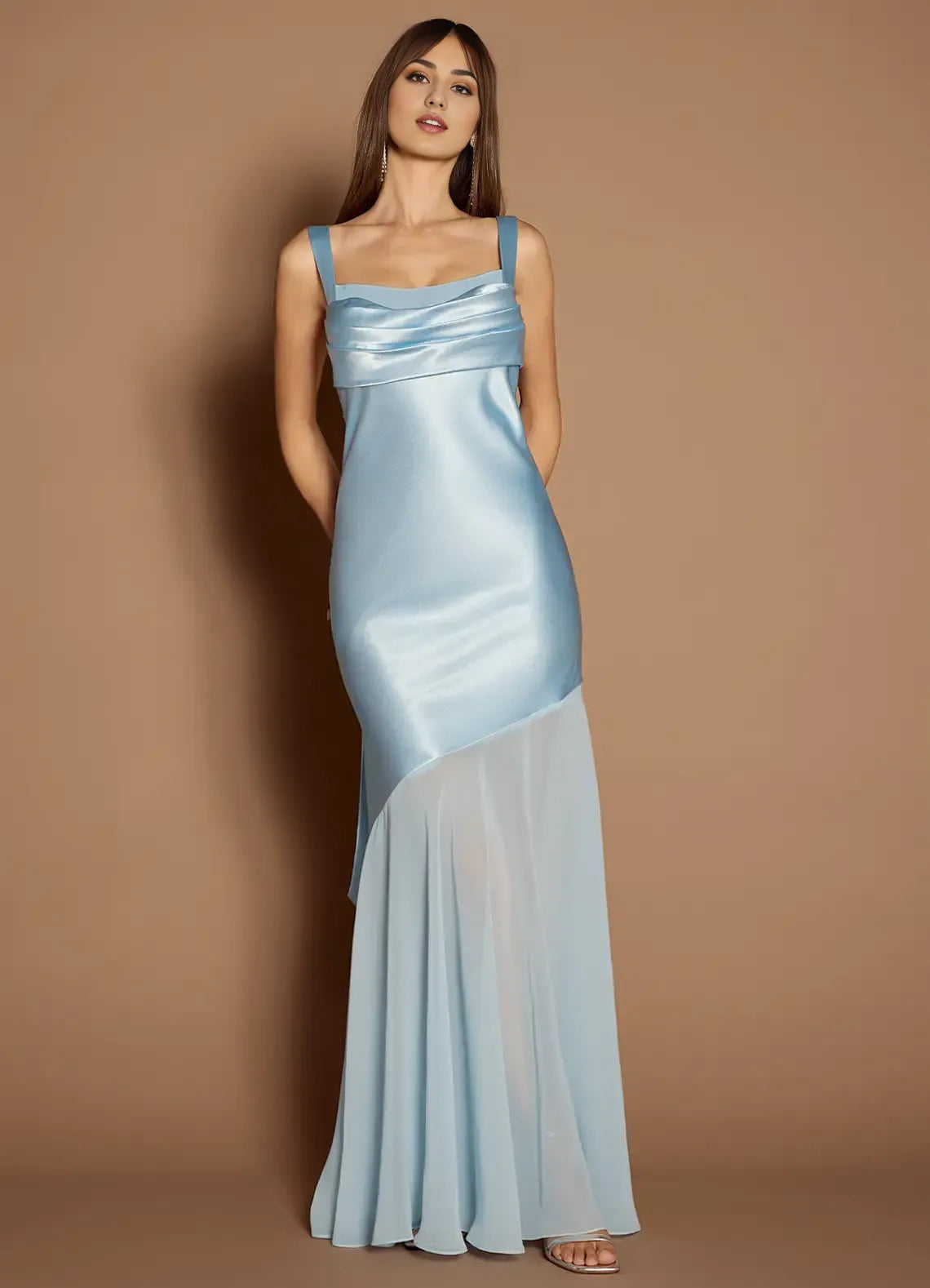 Vibrant Trumpet Square Neck Sleeveless Tie Back Floor Length Hot Sale Prom Dress