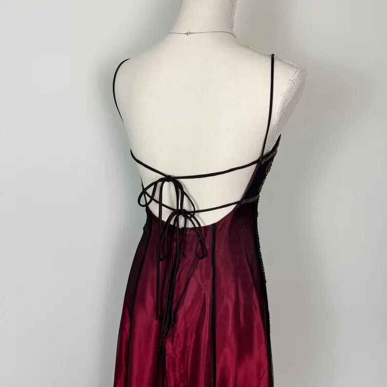 Vintag A-Line Spaghetti Straps Sleeveless Up Floor-Length Prom Dress