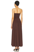 Vintage A Line Strapless Sleeveless Zipper Back Floor Length Evening Dress