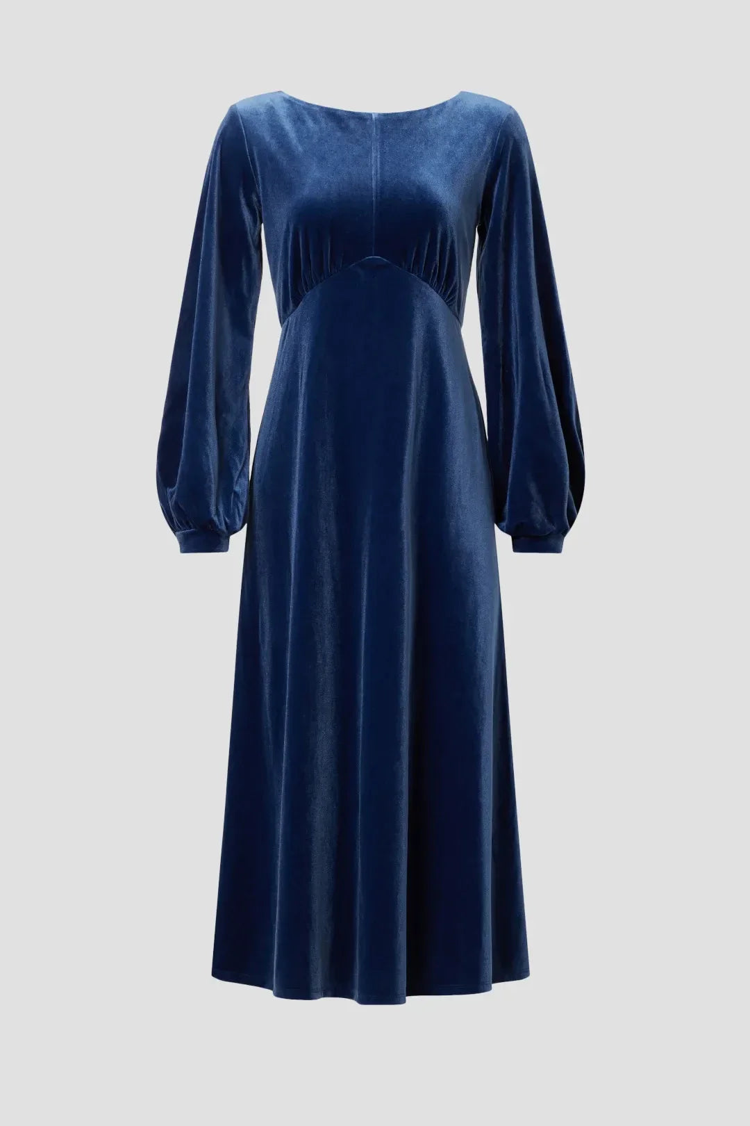 Vintage Inspired A Line Boat Neck Puff Sleeve Flowing Midi Length Plus Size Prom Dress
