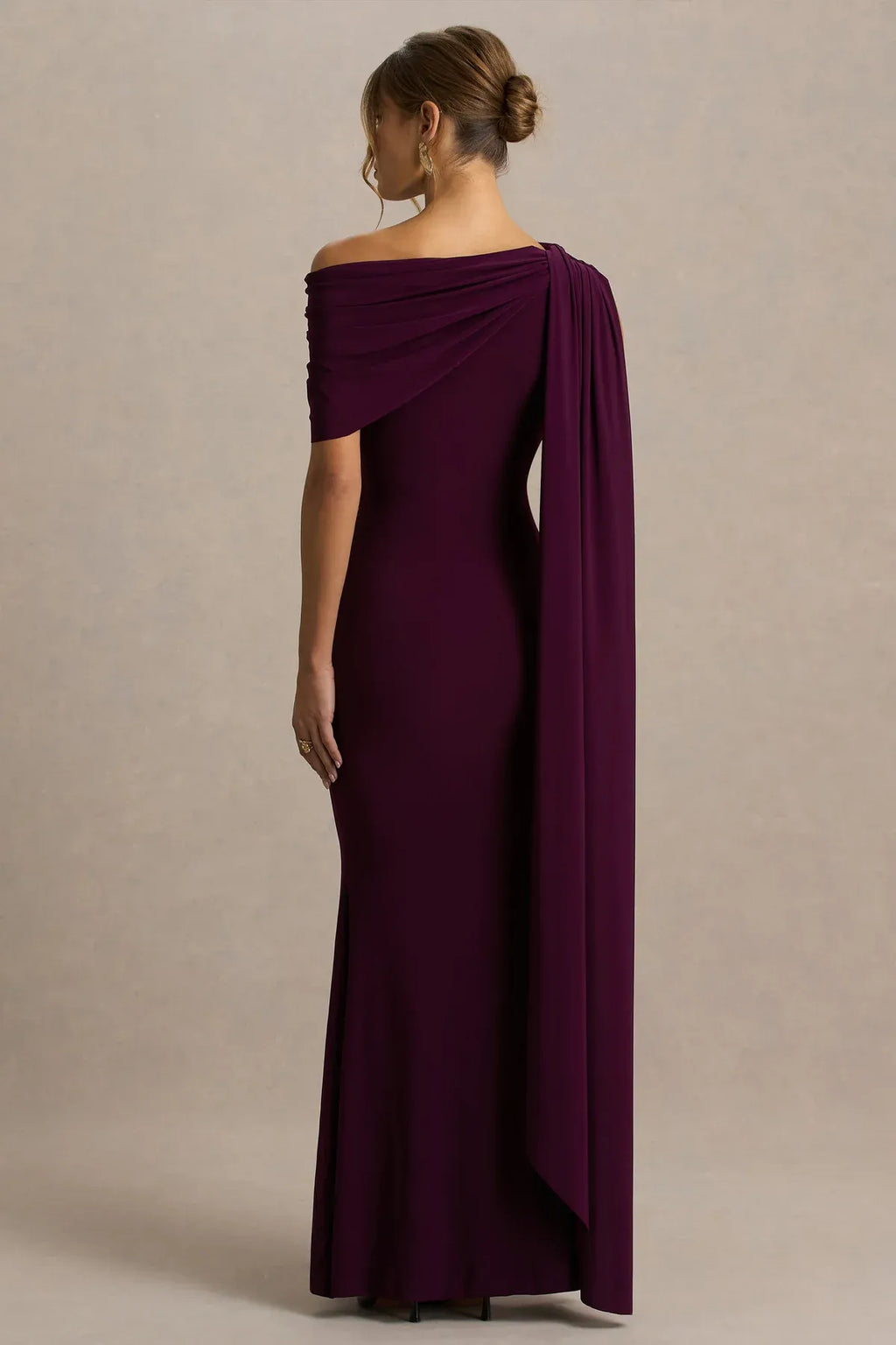 Glamorous Mermaid One Shoulder Sleeveless Draped Back Floor Length Evening Dress