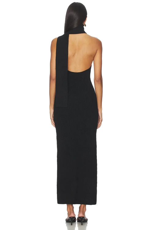 Robe de soirée longue vintage sans manches avec dos drapé, encolure dos nu fourreau