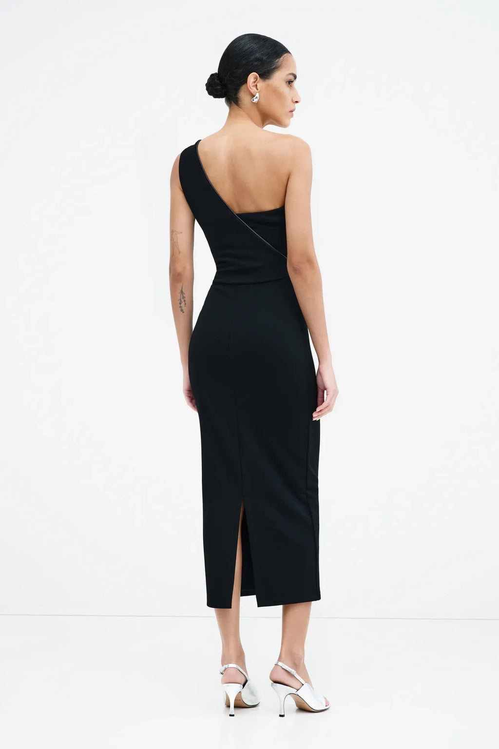 Vintage Sheath One Shoulder Sleeveless Open Back Midi Length For Adults Prom Dress