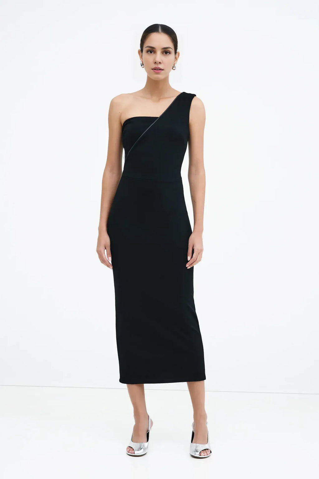 Vintage Sheath One Shoulder Sleeveless Open Back Midi Length For Adults Prom Dress