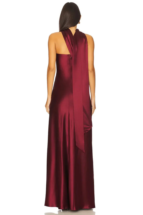 Robe de Soirée Vintage Fourreau Bustier Sans Manches à Dos Drapé Longueur Ras du Sol