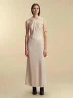 Vintage Sheath Twist Neck Sleeveless Back Zip Floor Length Prom Dress